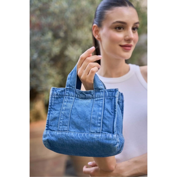 Çapraz Askılı Kanvas Çanta Mavi