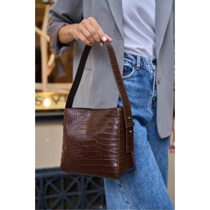 Shopper Yumuşak Deri Ayarlanabilir Askılı Omuz Çantası Vizon