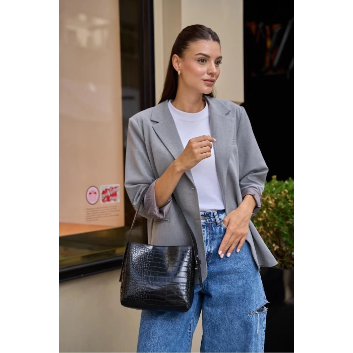 Shopper Yumuşak Deri Ayarlanabilir Askılı Omuz Çantası Vizon