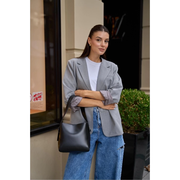 Shopper Yumuşak Deri Ayarlanabilir Askılı Omuz Çantası Vizon