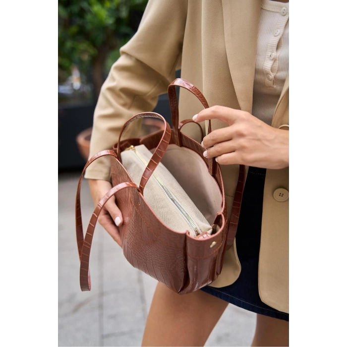 Bolso Shopper El Ve Omuz Çantası Vizon