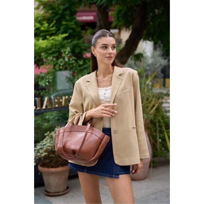 Bolso Shopper El Ve Omuz Çantası Vizon