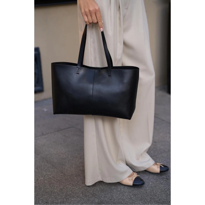 Minimal Tote El Ve Omuz Çantası Kahverengi
