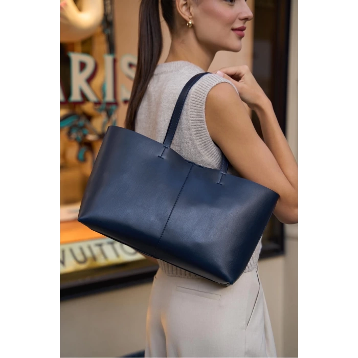 Minimal Tote El Ve Omuz Çantası Kahverengi