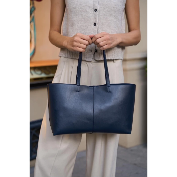 Minimal Tote El Ve Omuz Çantası Kahverengi
