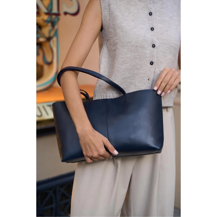 Minimal Tote El Ve Omuz Çantası Kahverengi