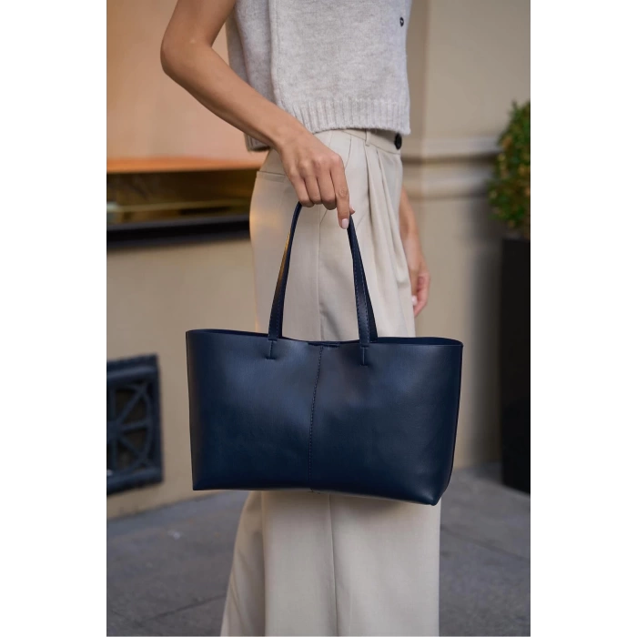 Minimal Tote El Ve Omuz Çantası Kahverengi