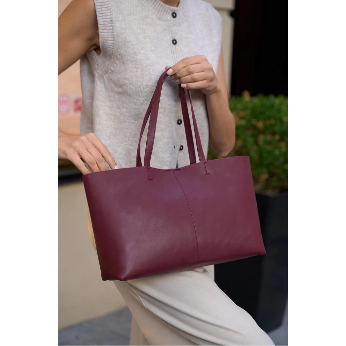 Minimal Tote El Ve Omuz Çantası Kahverengi