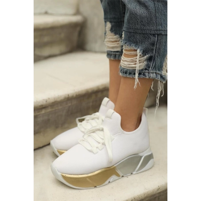 Bağcık Detaylı Fileli Sneaker Ve Günlük Spor Ayakkabı Siyah-Gri