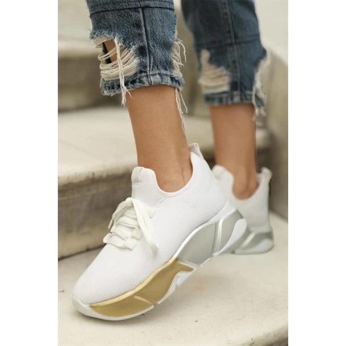 Bağcık Detaylı Fileli Sneaker Ve Günlük Spor Ayakkabı Siyah-Gri
