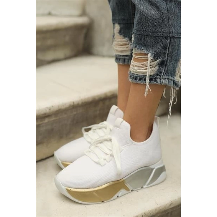 Bağcık Detaylı Fileli Sneaker Ve Günlük Spor Ayakkabı Siyah-Gri