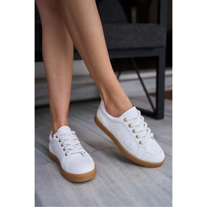 Kalın Bağcıklı Deri Görünümlü Spor Ayakkabı Sneaker Gümüş