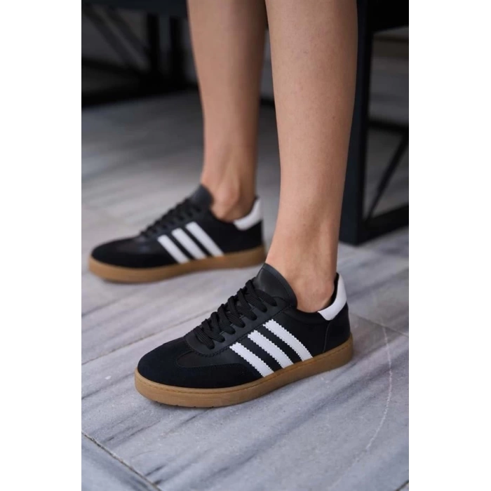 Kontrast Parçalı Spor Ayakkabı Sneaker Yeşil-Beyaz Süet