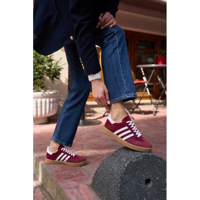 Kontrast Parçalı Spor Ayakkabı Sneaker Yeşil-Beyaz Süet