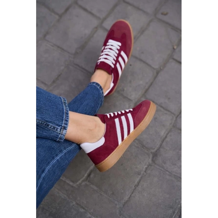 Kontrast Parçalı Spor Ayakkabı Sneaker Yeşil-Beyaz Süet