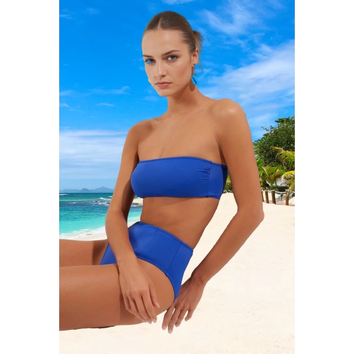 Desenli Straplez Bikini Takımı Su Sporları İçin Hızlı Kuruyan Klora Dayanıklı Esnek Kumaş