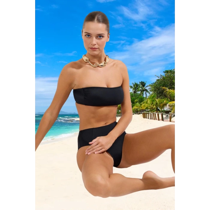 Desenli Straplez Bikini Takımı Su Sporları İçin Hızlı Kuruyan Klora Dayanıklı Esnek Kumaş