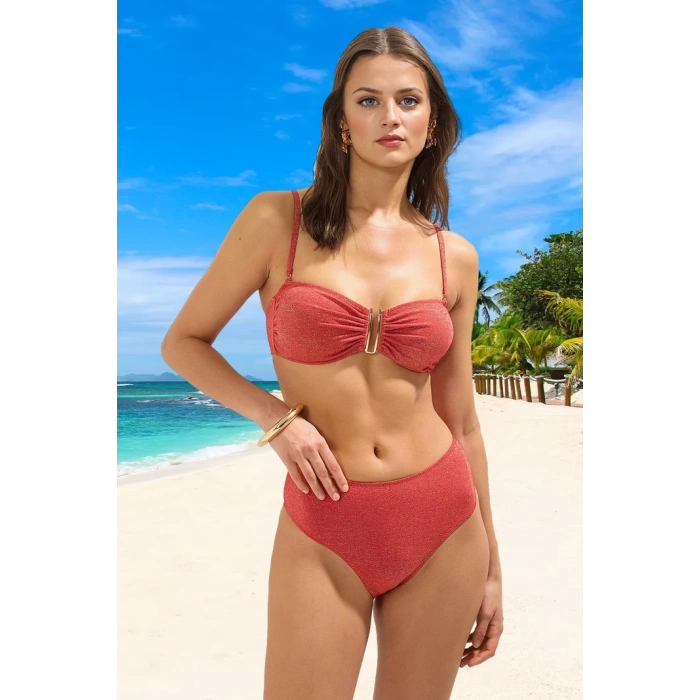 Straplez Simli Bikini Takımı Şık Detaylı Özel Tasarım Plaj Ve Havuz İçin Yüksek Konfor