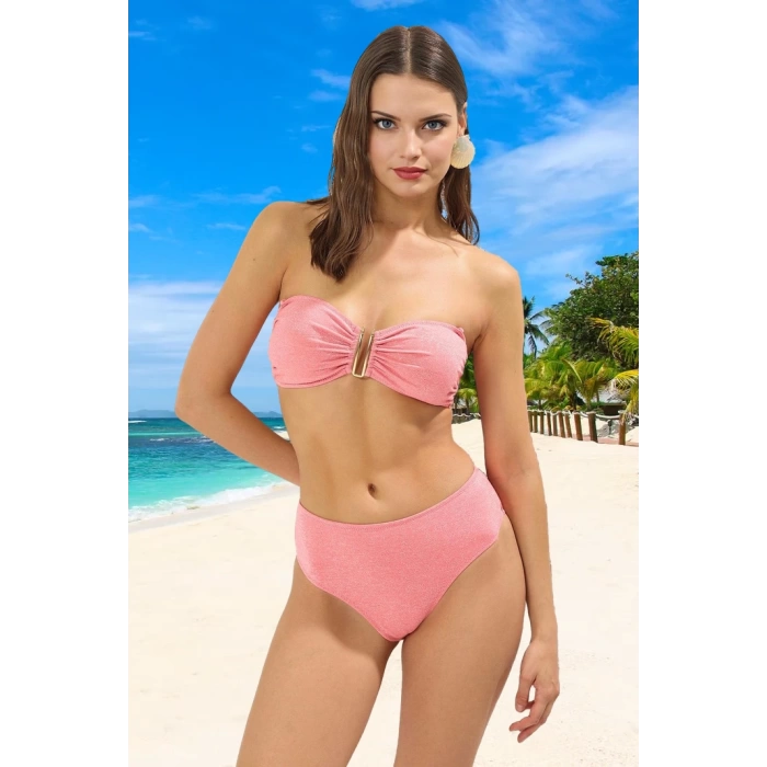 Straplez Simli Bikini Takımı Şık Detaylı Özel Tasarım Plaj Ve Havuz İçin Yüksek Konfor
