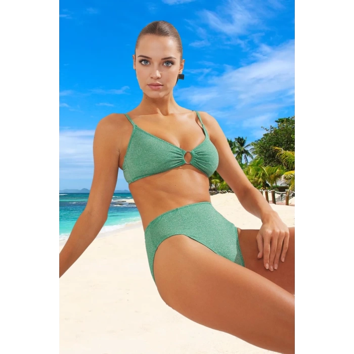 Simli Bikini Takımı Hızlı Kuruyan UV Korumalı Özel Tasarım Esnek Kumaş Plaj Ve Havuz İçin