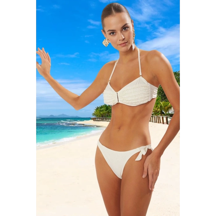 Straplez Fırfırlı Bikini Takımı Klora Dayanıklı Şık Detaylı Premium Kalite Esnek Kumaş