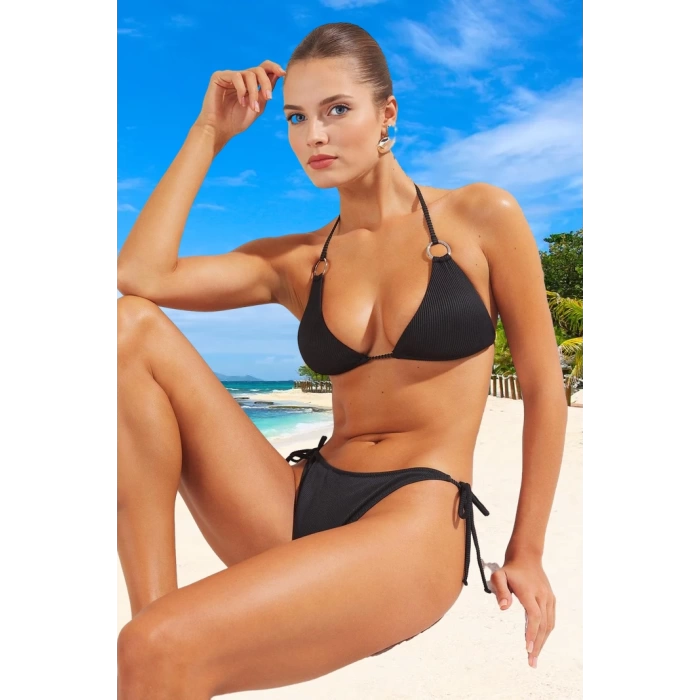 Üçgen Bikini Takımı Plaj Ve Havuz İçin Su Sporları Klora Dayanıklı Esnek Kumaş
