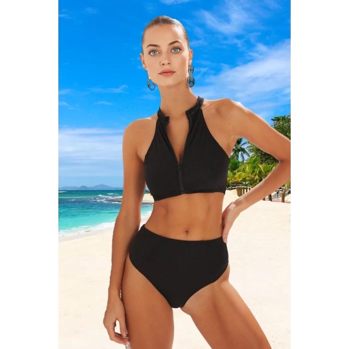 Halter Bikini Takımı Yaz Koleksiyonu Şık Detaylı Klora Dayanıklı Plaj Ve Havuz İçin
