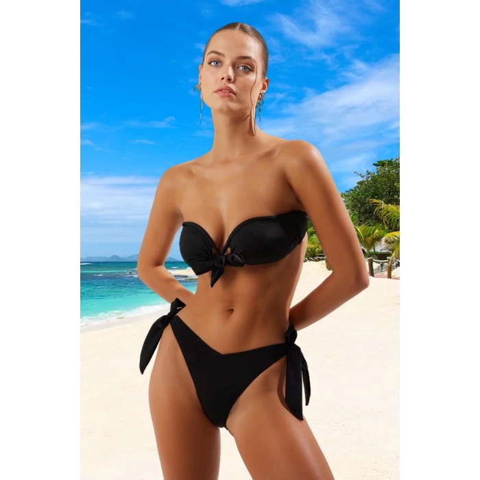 Straplez Bağlamalı Bikini Takımı Hızlı Kuruyan Su Sporları İçin Esnek Kumaş Ergonomik Kesim
