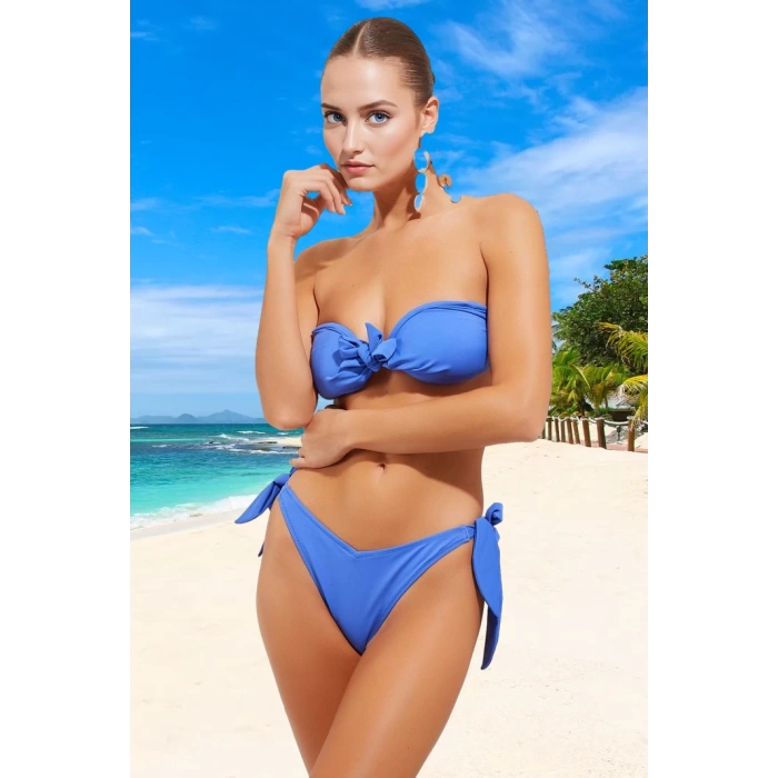 Straplez Bağlamalı Bikini Takımı Hızlı Kuruyan Su Sporları İçin Esnek Kumaş Ergonomik Kesim