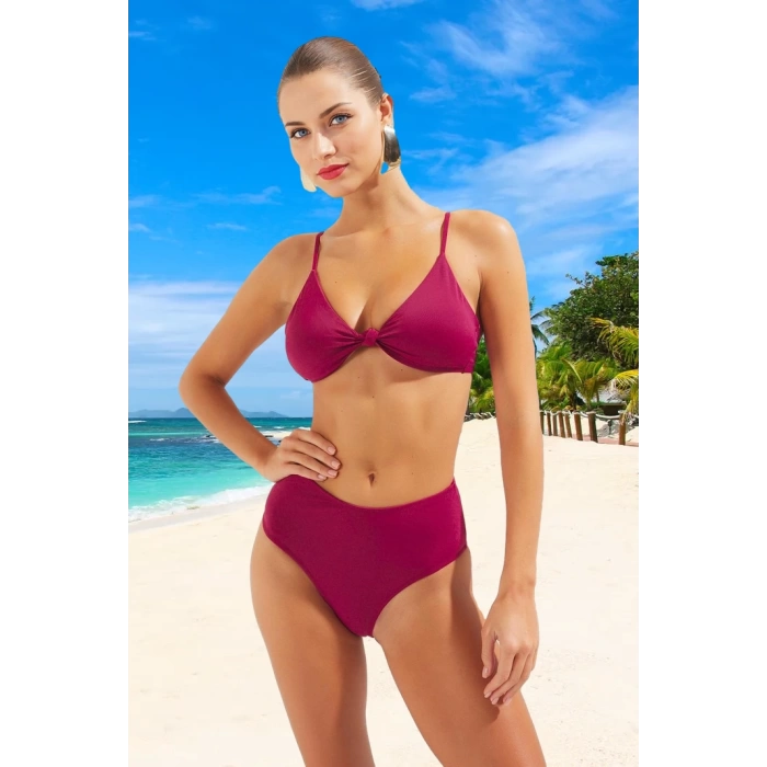 Desenli Üçgen Bikini Takımı Ergonomik Kesim Hızlı Kuruyan Premium Kalite Su Sporları İçin