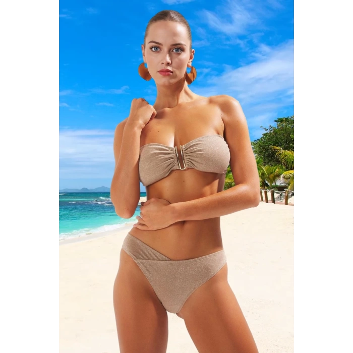 Straplez Simli Bikini Takımı Özel Tasarım Su Sporları İçin Hızlı Kuruyan Plaj Ve Havuz