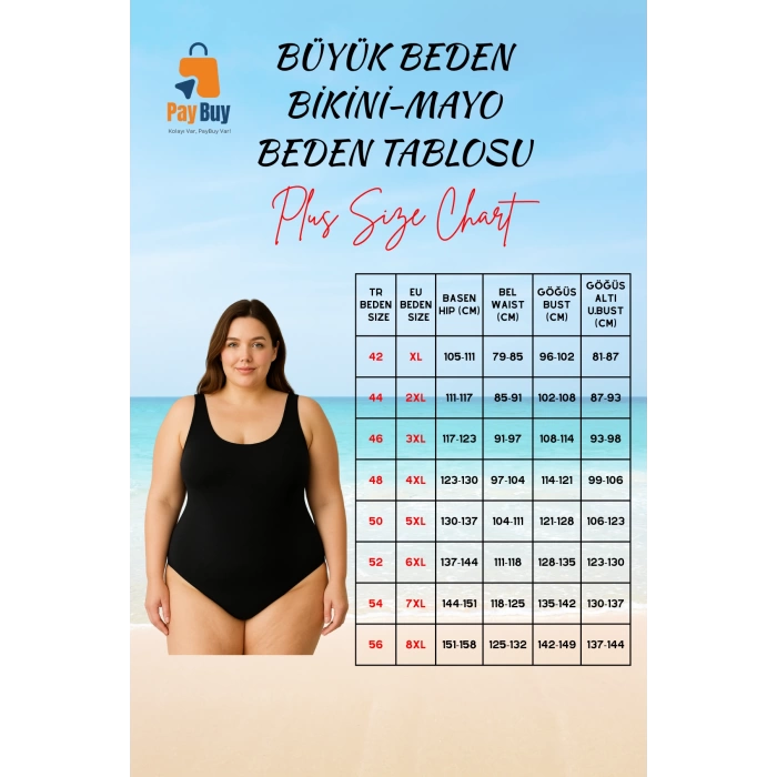 Konforlu Rahat Kesim Büyük Beden Mayo Özgüvenli Stil Plaj Kıyafeti Ve Havuz İçin