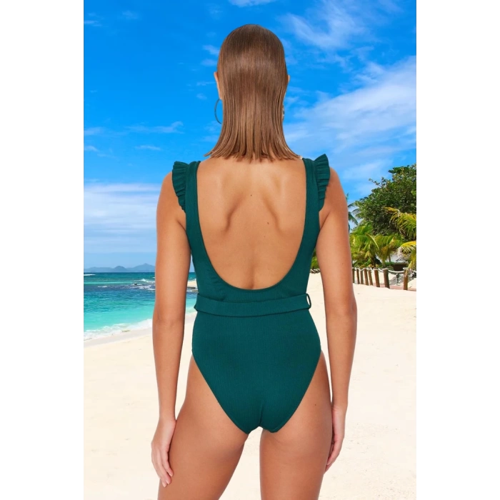Fırfırlı Mayo Hızlı Kuruyan Plaj Ve Havuz İçin Su Sporları Esnek Kumaş Swimsuit
