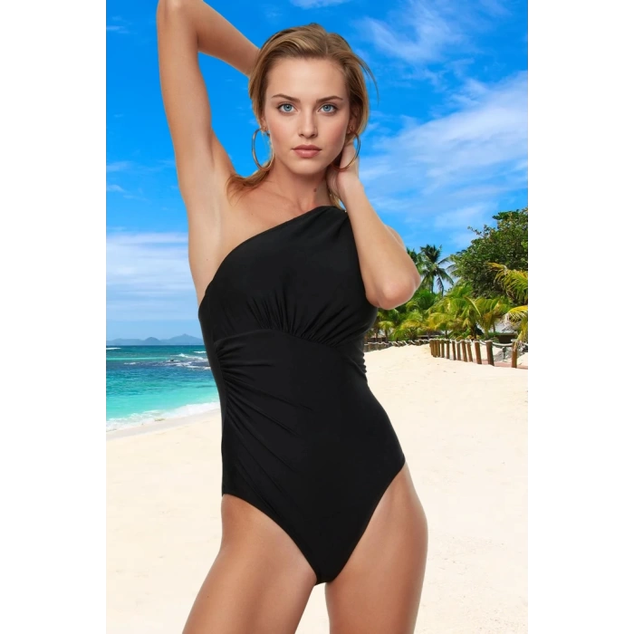 Drape Tek Omuz Mayo Havuz Mayosu Yaz Koleksiyonu Hızlı Kuruyan Esnek Kumaş Swimsuit