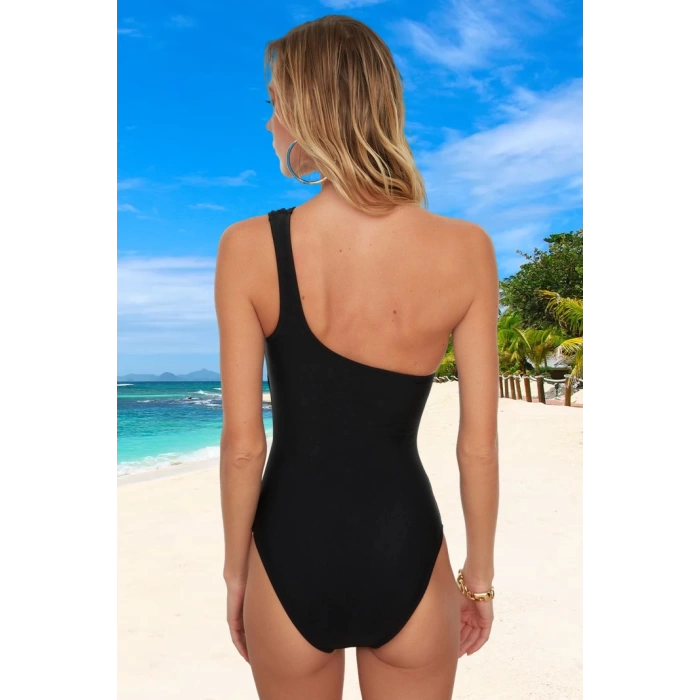 Drape Tek Omuz Mayo Havuz Mayosu Yaz Koleksiyonu Hızlı Kuruyan Esnek Kumaş Swimsuit