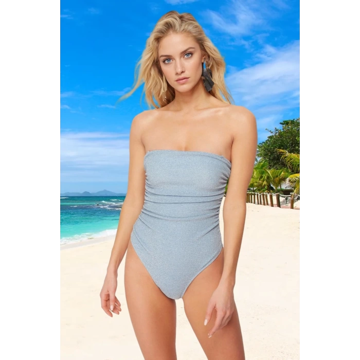 Drape Straplez Mayo Su Sporu Kıyafeti Swimsuit Özel Tasarım Hızlı Kuruyan Banyo