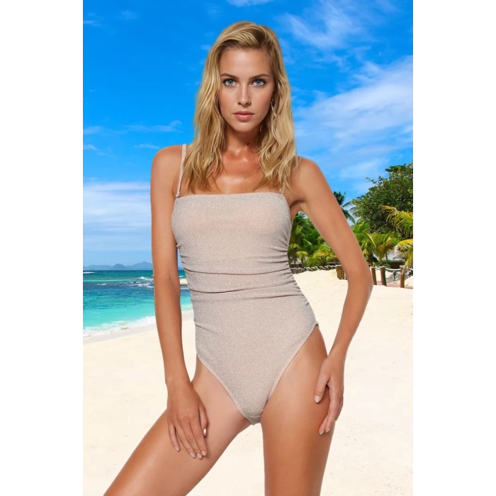 Drape Straplez Mayo Su Sporu Kıyafeti Swimsuit Özel Tasarım Hızlı Kuruyan Banyo