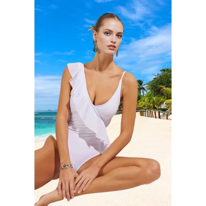 Volanlı Tek Omuz Mayo Swimsuit Premium Kalite Deniz Kıyafeti Plaj Mayosu Havuz