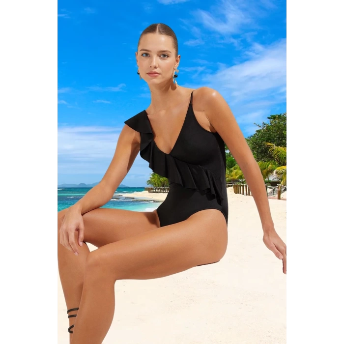 Volanlı Tek Omuz Mayo Swimsuit Premium Kalite Deniz Kıyafeti Plaj Mayosu Havuz