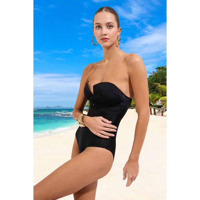 Drape Straplez Mayo Premium Kalite UV Korumalı Swimsuit Yaz Koleksiyonu Su Sporu Kıyafeti