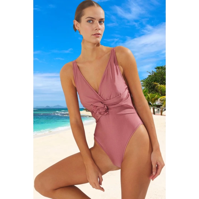 Drape V Yaka Mayo Su Sporları İçin Premium Kalite Plaj Mayosu Klora Dayanıklı Hızlı Kuruyan