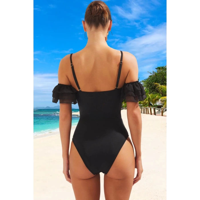 Straplez Fırfırlı Mayo Özel Tasarım Hızlı Kuruyan Ergonomik Kesim Su Sporu Kıyafeti
