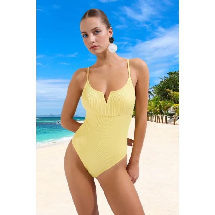 V Yaka Mayo Hızlı Kuruyan Deniz Kıyafeti Ergonomik Kesim Şık Detaylı Swimsuit Yüzme Mayosu