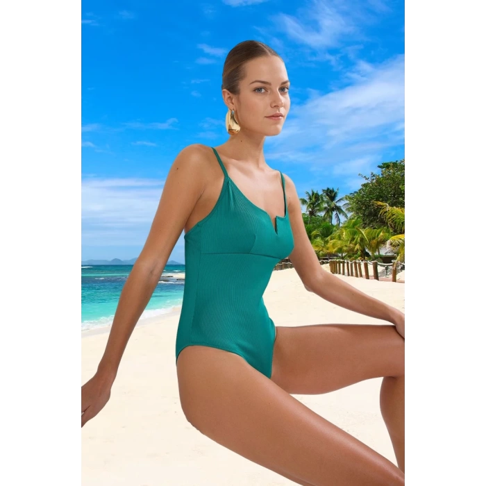 V Yaka Mayo Hızlı Kuruyan Deniz Kıyafeti Ergonomik Kesim Şık Detaylı Swimsuit Yüzme Mayosu