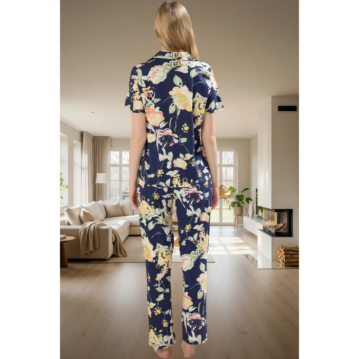 2li Homewear Pamuklu Örme Pijama Takımı Çiçekli Desen Regular Kalıp Şık Görünüm