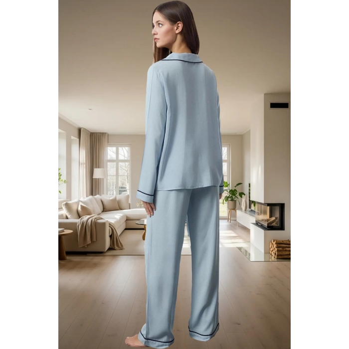 2li Kalp Detaylı Viskon Pijama Takımı; Rahat ve Şık Kışlık Seçkin Malzeme Premium Kalite