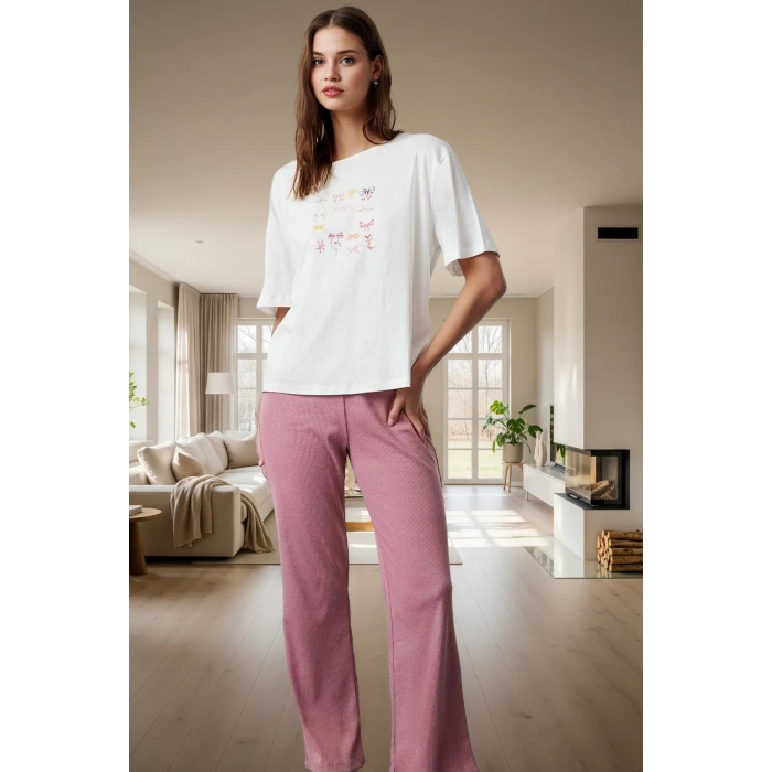 2li Pijama Takımı Nefes Alan Örme Kumaş Rahat Kalıp Şık Görünüm Uzun Ömürlü