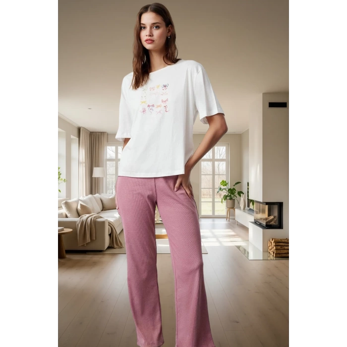 2li Pijama Takımı Nefes Alan Örme Kumaş Rahat Kalıp Şık Görünüm Uzun Ömürlü