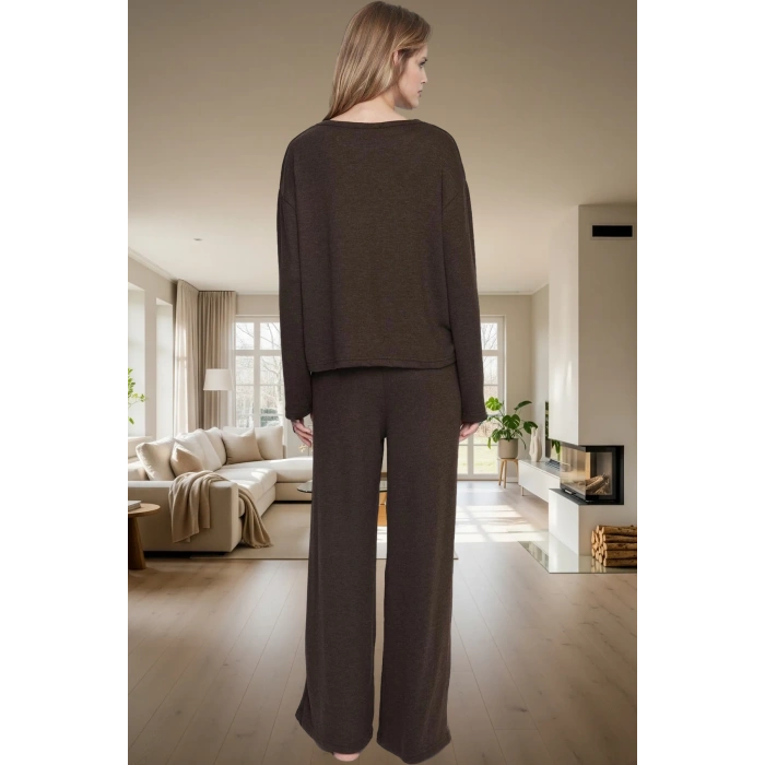 2li Pijama Takımı Polyester Karışımlı Basic Rahat Kışlık Konforlu Kesim