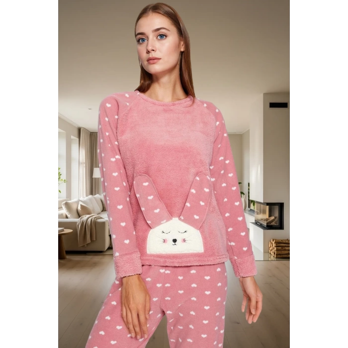 3lü Rahat Uyku Seti Kalpli Polar Pijama Takımı Kış İçin Mükemmel Ve Şık Konforlu Kesim